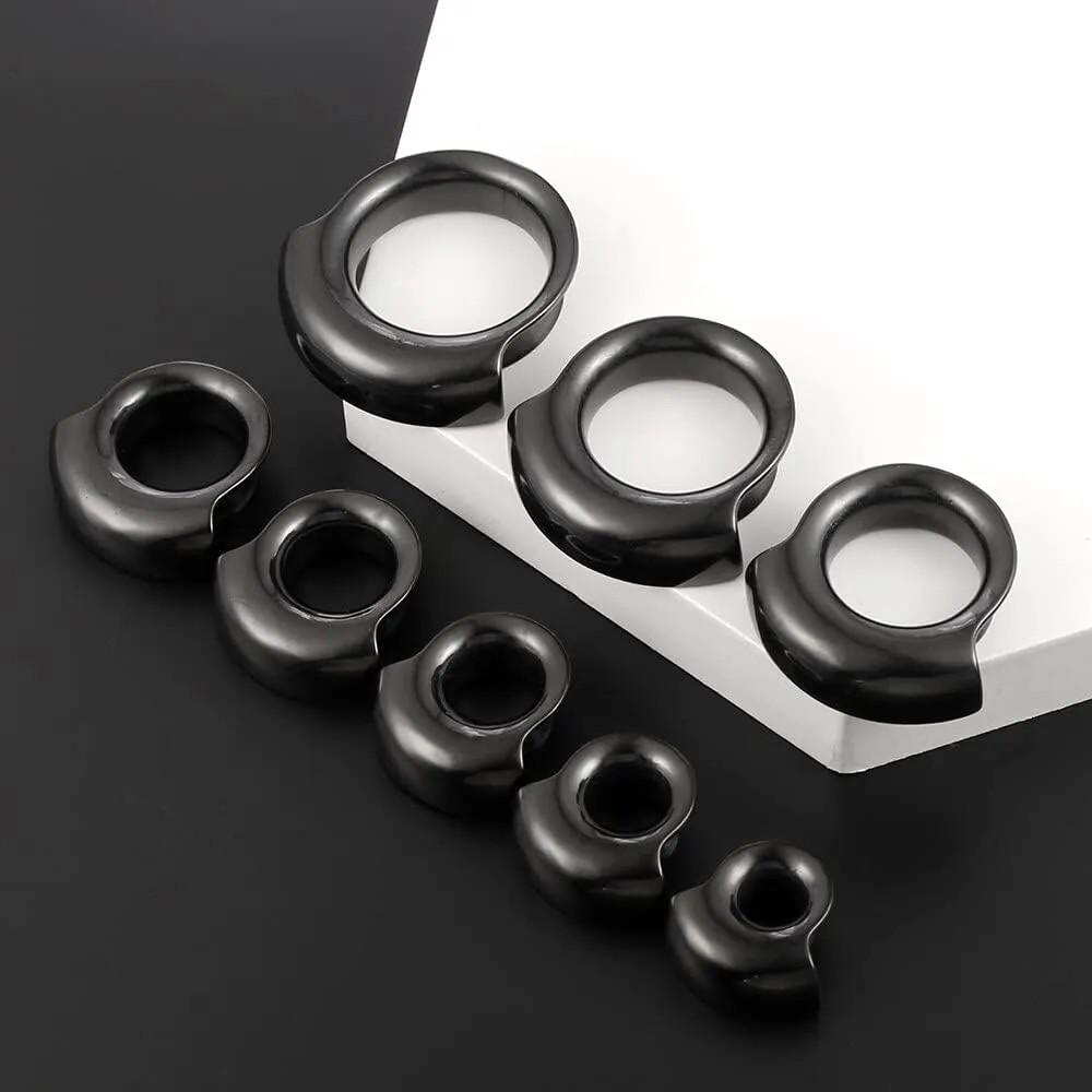 2PCS 8mm-25mm (0G-1") Cuff Lobes Gauges for Ears Basic Ear Plugs Tunnels for Stretched Ears Hypoallergenic 316 Stainless Steel Ear Body Piercing Jewelry for Women Men