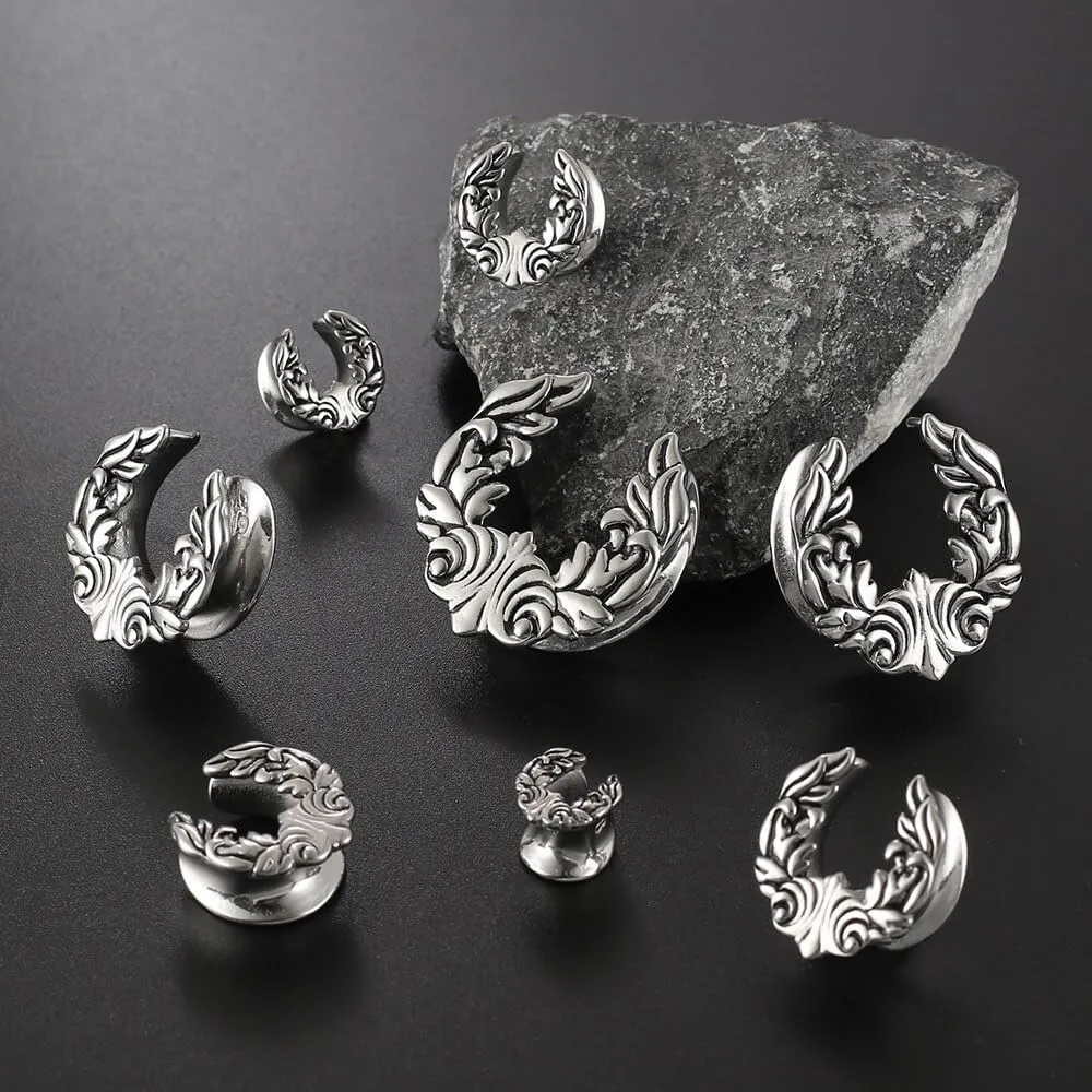 2PCS 8mm-25mm (0G-1") Elf Saddle Plugs Gauges for Stretched Ears, Hypoallergenic 316 Stainless Steel Ear Gauges Tunnels Body Piercing Jewelry for Men Women