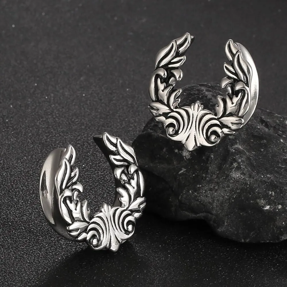 2PCS 8mm-25mm (0G-1") Elf Saddle Plugs Gauges for Stretched Ears, Hypoallergenic 316 Stainless Steel Ear Gauges Tunnels Body Piercing Jewelry for Men Women