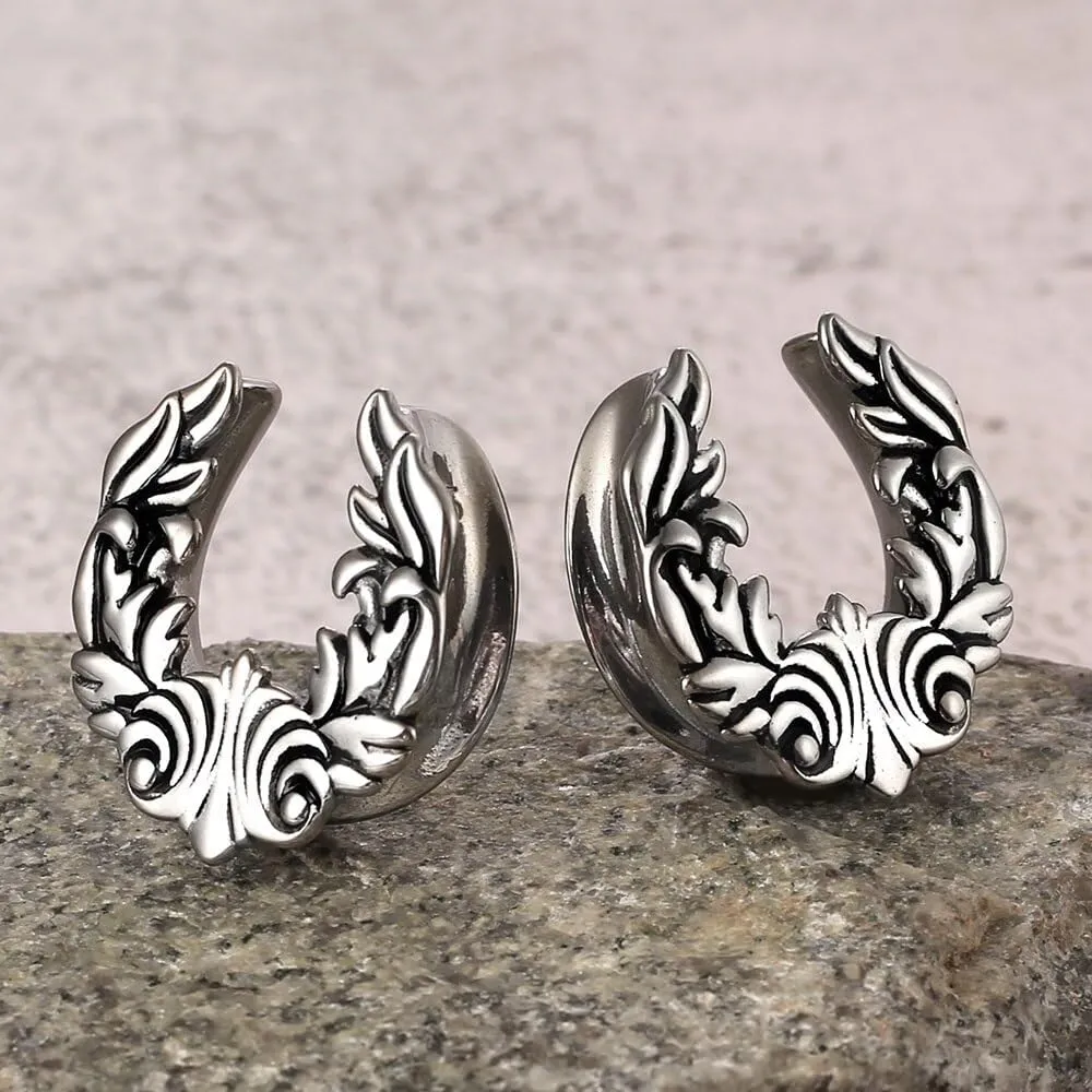2PCS 8mm-25mm (0G-1") Elf Saddle Plugs Gauges for Stretched Ears, Hypoallergenic 316 Stainless Steel Ear Gauges Tunnels Body Piercing Jewelry for Men Women
