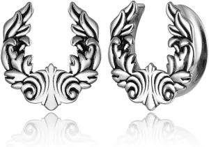 2PCS 8mm-25mm (0G-1") Elf Saddle Plugs Gauges for Stretched Ears, Hypoallergenic 316 Stainless Steel Ear Gauges Tunnels Body Piercing Jewelry for Men Women