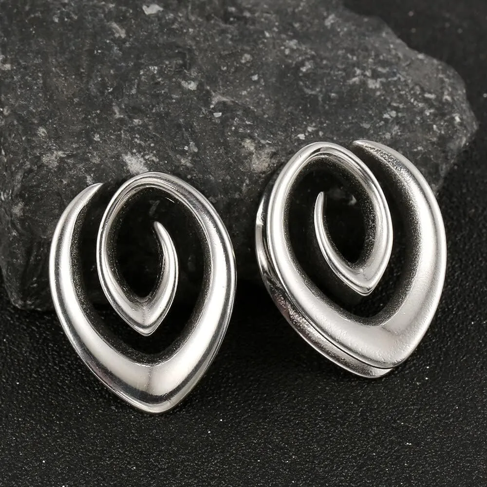 2PCS 8mm-25mm (0G-1") Spiral Saddle Plugs Gauges Tunnels for Stretched Ears, Hypoallergenic 316 Stainless Steel Ear Tunnels Gauges Body Piercing Jewelry for Men Women