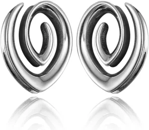 2PCS 8mm-25mm (0G-1") Spiral Saddle Plugs Gauges Tunnels for Stretched Ears, Hypoallergenic 316 Stainless Steel Ear Tunnels Gauges Body Piercing Jewelry for Men Women