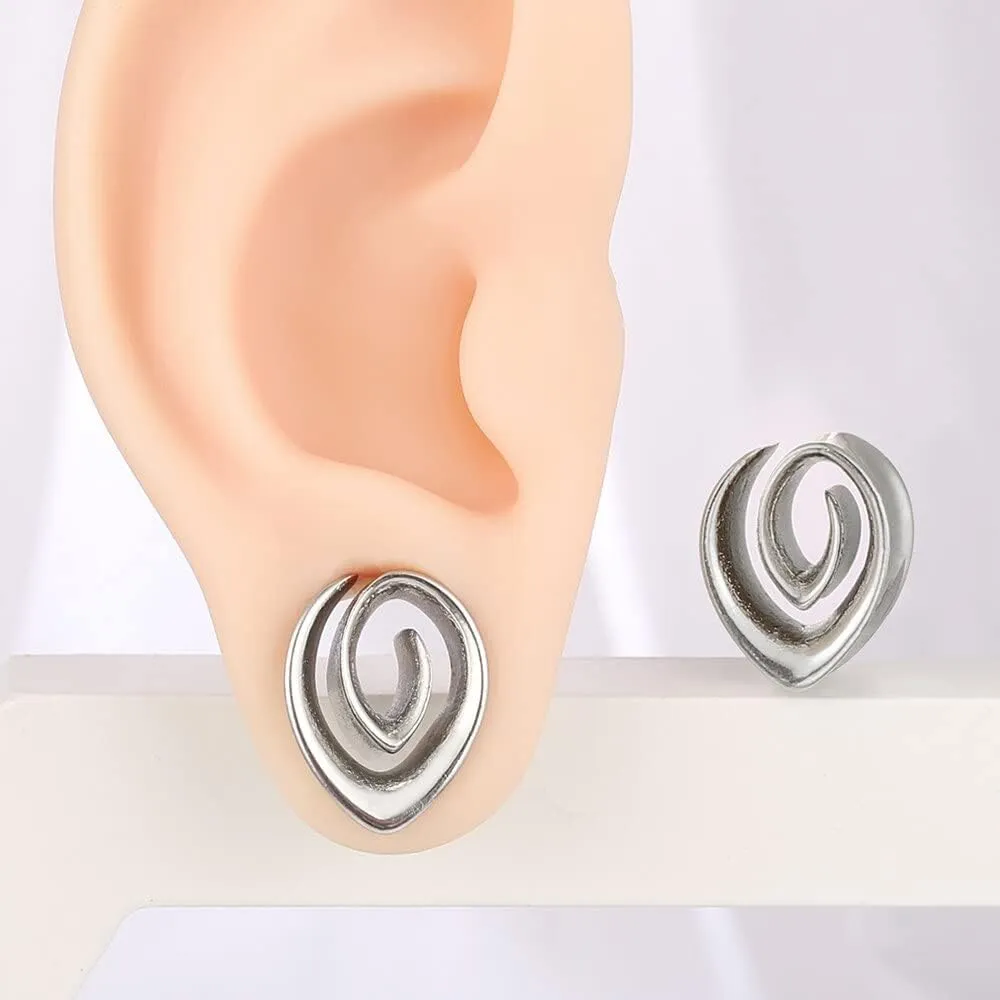 2PCS 8mm-25mm (0G-1") Spiral Saddle Plugs Gauges Tunnels for Stretched Ears, Hypoallergenic 316 Stainless Steel Ear Tunnels Gauges Body Piercing Jewelry for Men Women