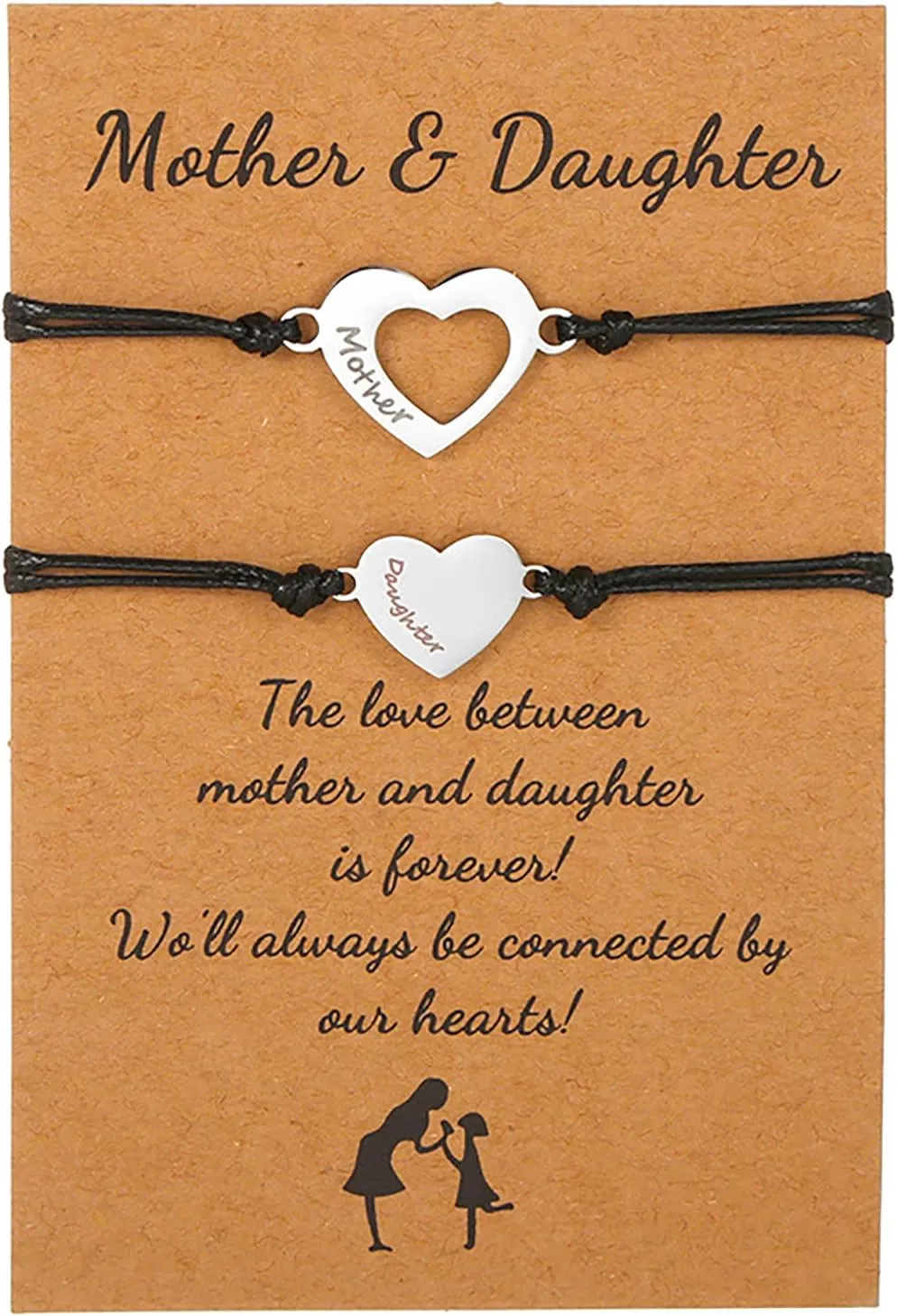 2pcs Adjustable Bracelets for Couples Lovers Friends Personal Inspiration Bracelets for Mother's Day Gift for Mothers, Grandmothers and Daughters, Friendship Bracelet for BFF