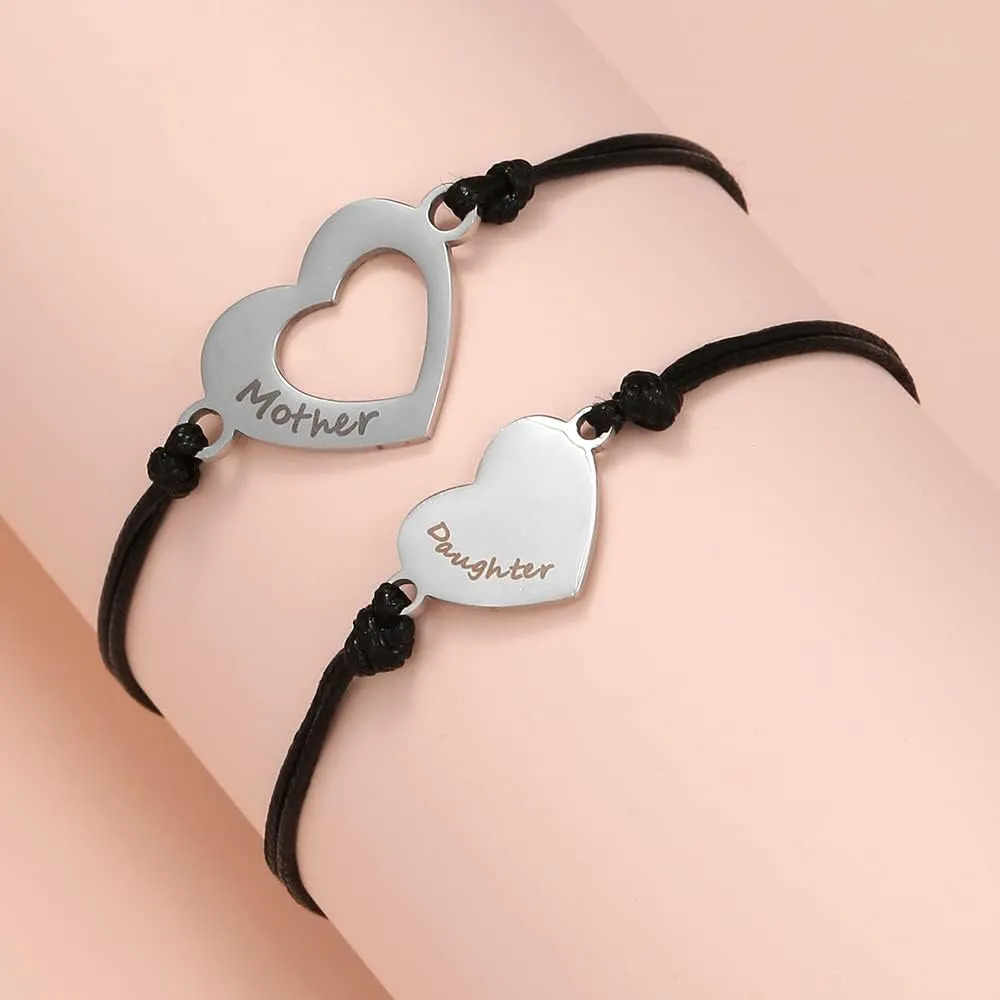 2pcs Adjustable Bracelets for Couples Lovers Friends Personal Inspiration Bracelets for Mother's Day Gift for Mothers, Grandmothers and Daughters, Friendship Bracelet for BFF