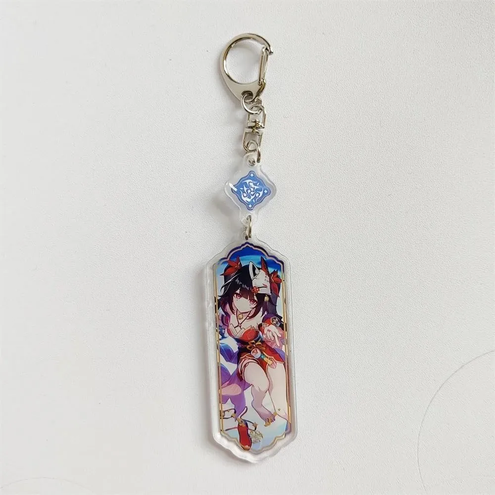 2PCS Cute Honkai Star Rail Acrylic Keychain Tinplate Badge Set Cosplay Accessories Key Ring Game Fans Gifts