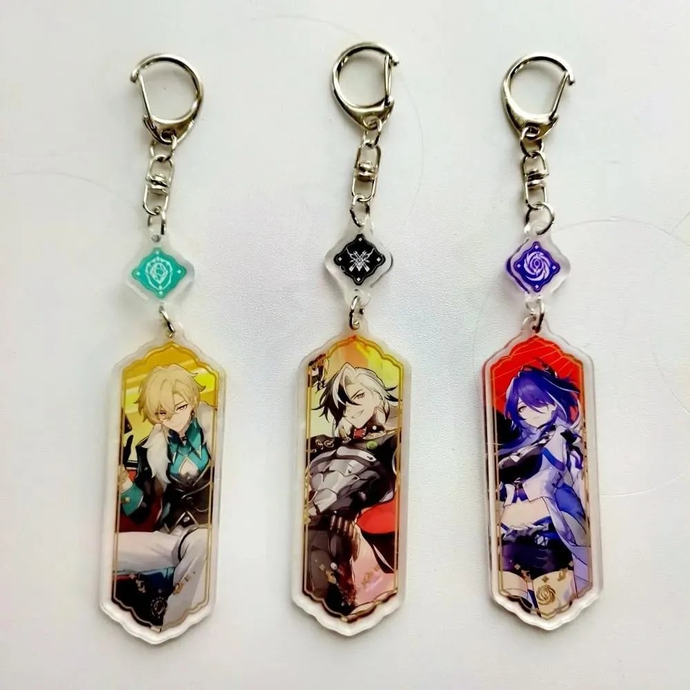 2PCS Cute Honkai Star Rail Acrylic Keychain Tinplate Badge Set Cosplay Accessories Key Ring Game Fans Gifts