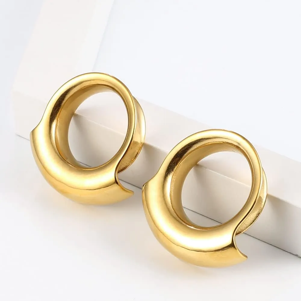 2PCS Ear Plugs Gauges for Stretched Ears Hypoallergenic 316 Stainless Steel Ear cuff Tunels 8mm-25mm (0G-1") Body Piercing Jewelry for Women Men