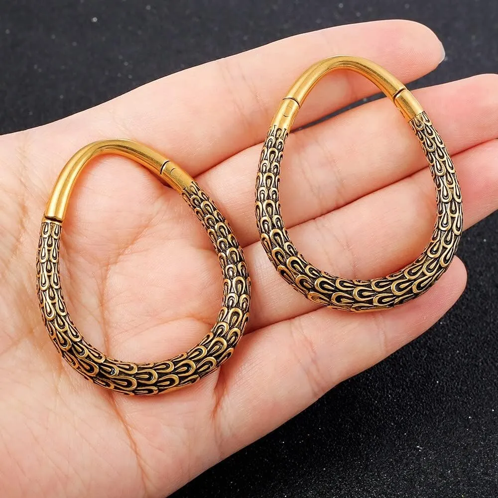 2PCS Hypoallergenic 316L Stainless Steel Printed Round,Spider Web,Bamboo Design Ear Weights Hangers For Stretched Ear Lobe Piercing Ear Plugs Gauges Body Jewelry