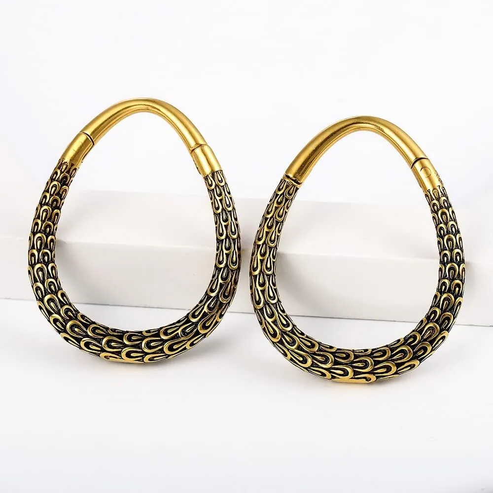 2PCS Hypoallergenic 316L Stainless Steel Printed Round,Spider Web,Bamboo Design Ear Weights Hangers For Stretched Ear Lobe Piercing Ear Plugs Gauges Body Jewelry