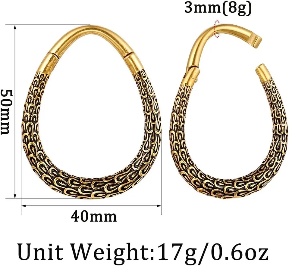 2PCS Hypoallergenic 316L Stainless Steel Printed Round,Spider Web,Bamboo Design Ear Weights Hangers For Stretched Ear Lobe Piercing Ear Plugs Gauges Body Jewelry