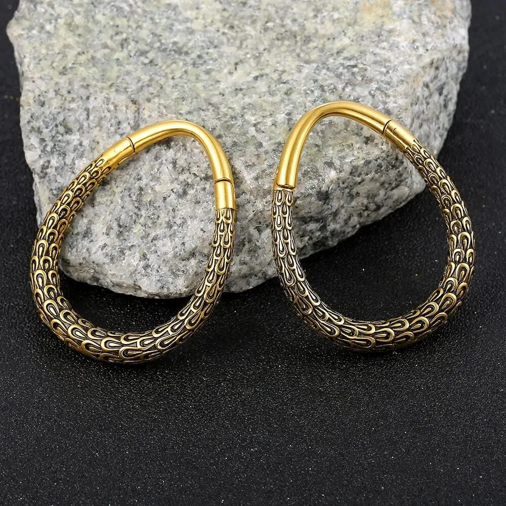 2PCS Hypoallergenic 316L Stainless Steel Printed Round,Spider Web,Bamboo Design Ear Weights Hangers For Stretched Ear Lobe Piercing Ear Plugs Gauges Body Jewelry