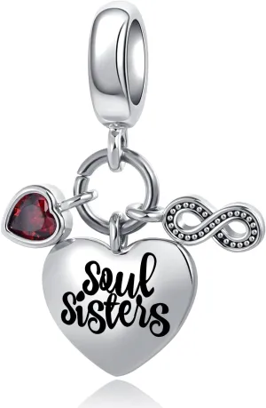 2PCS Mother Daughter Love Heart Charm I Love You to the Moon and Back Crystal Enamel Dangle Bead Charm