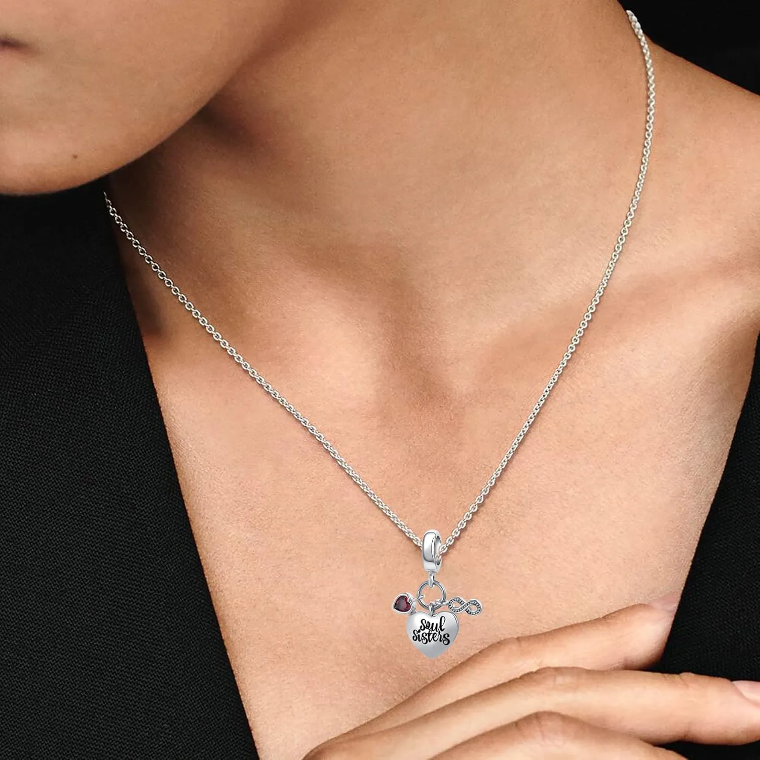 2PCS Mother Daughter Love Heart Charm I Love You to the Moon and Back Crystal Enamel Dangle Bead Charm