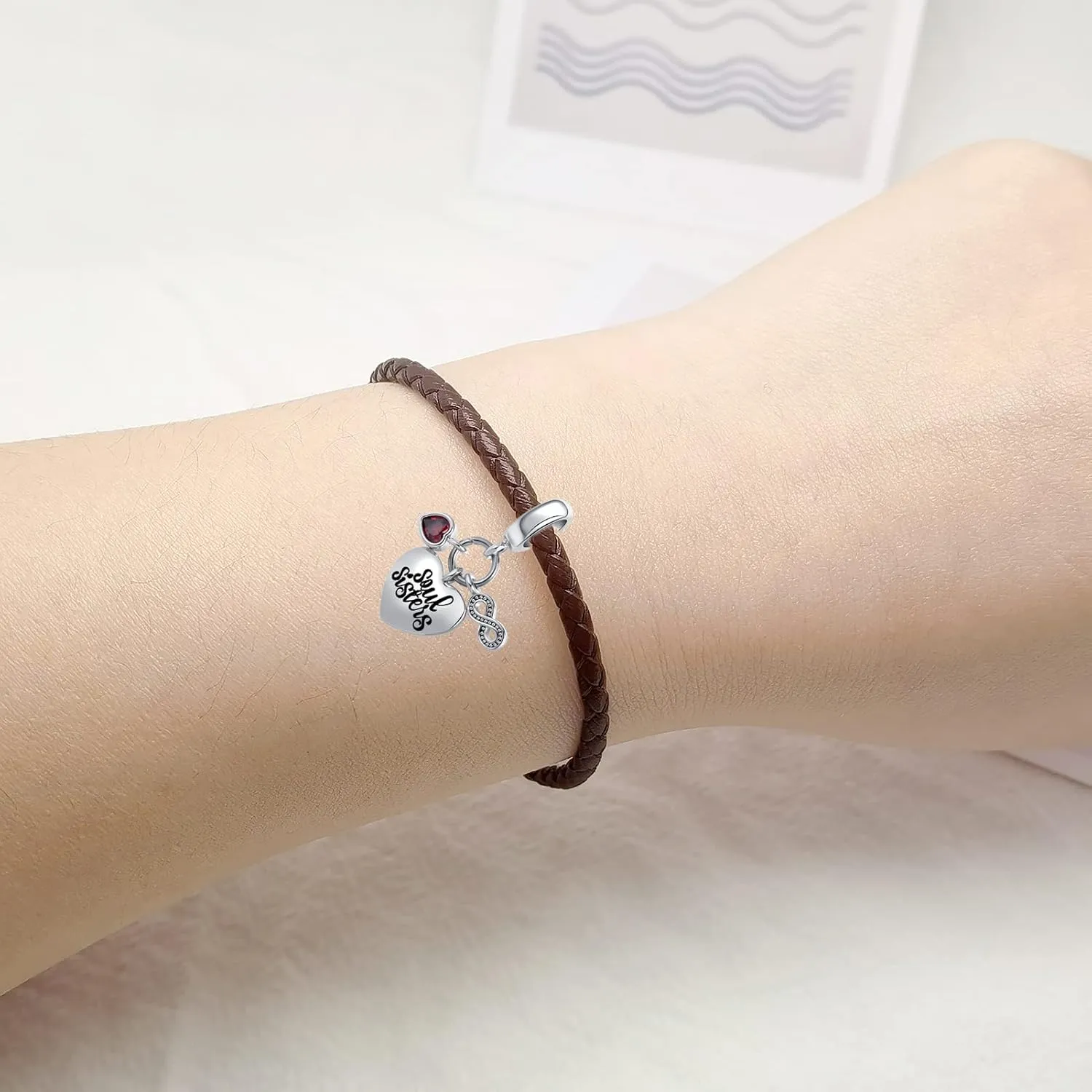 2PCS Mother Daughter Love Heart Charm I Love You to the Moon and Back Crystal Enamel Dangle Bead Charm