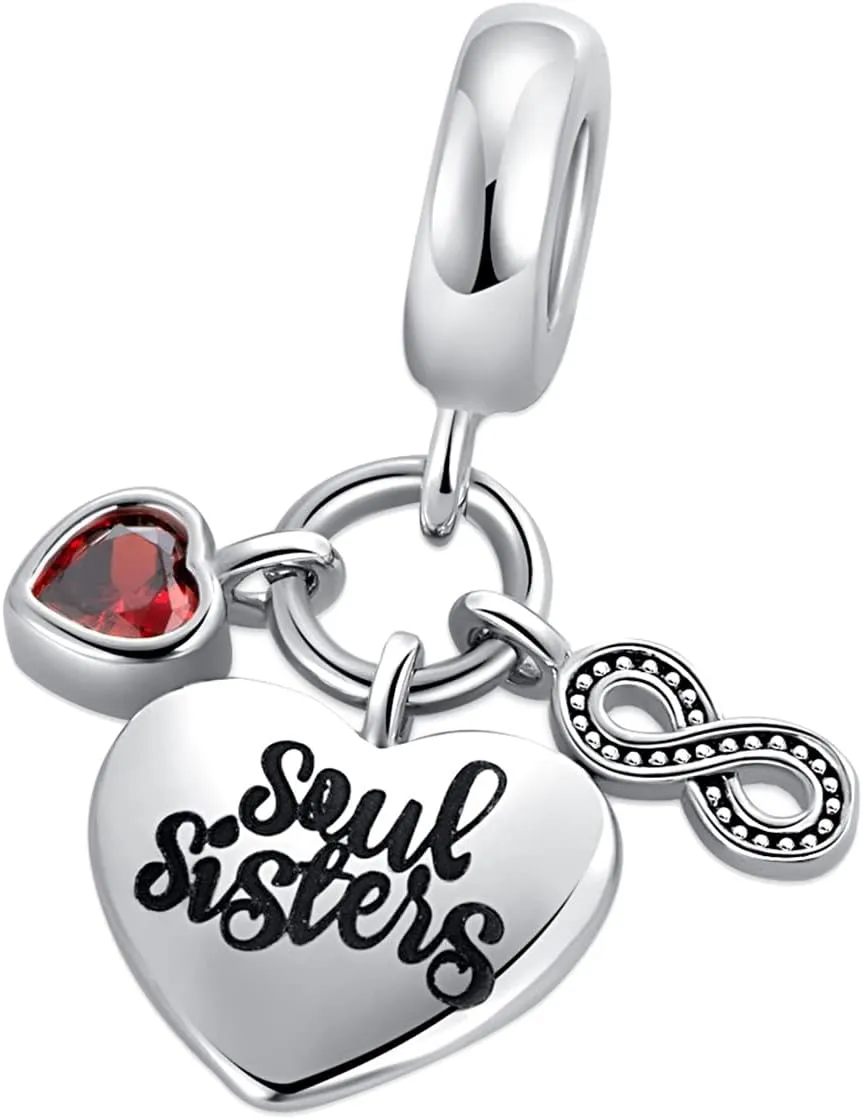 2PCS Mother Daughter Love Heart Charm I Love You to the Moon and Back Crystal Enamel Dangle Bead Charm