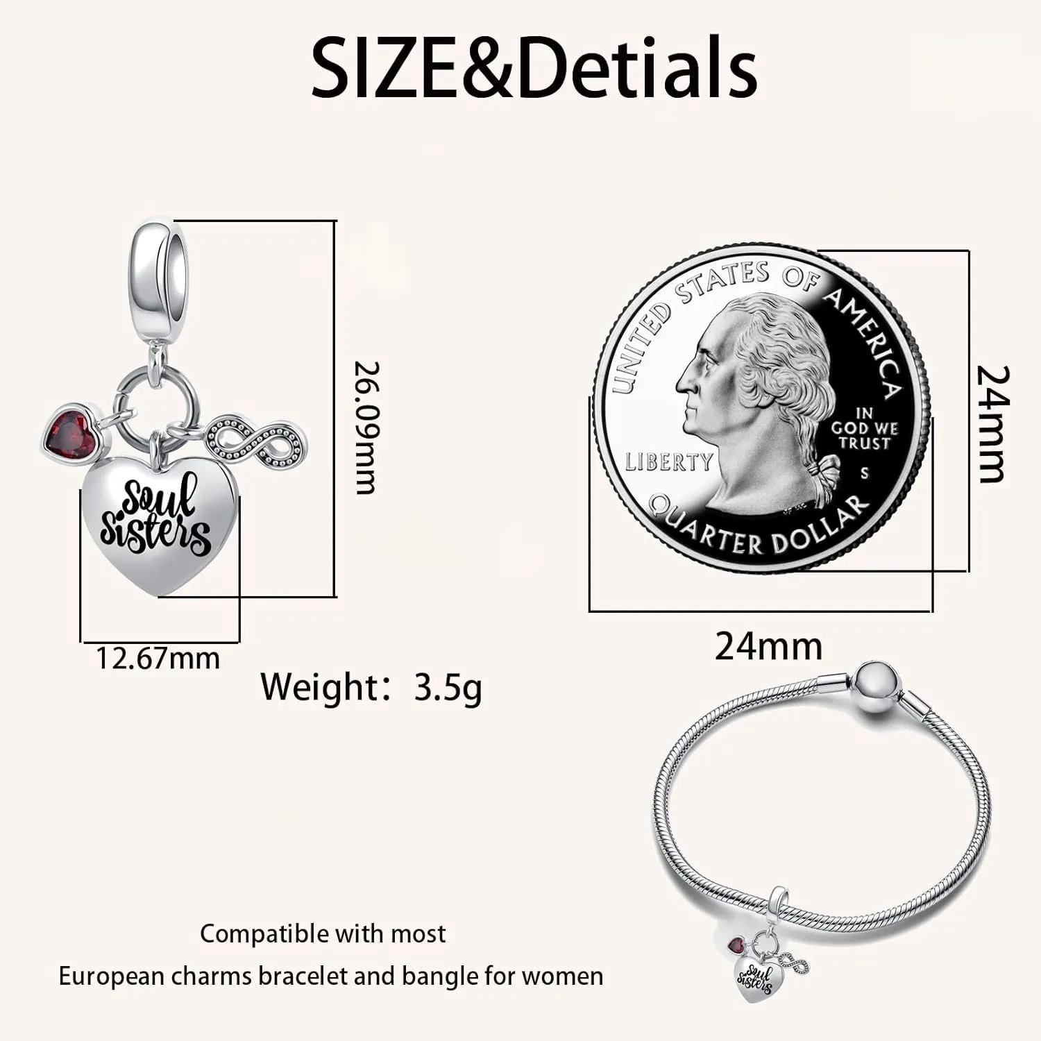 2PCS Mother Daughter Love Heart Charm I Love You to the Moon and Back Crystal Enamel Dangle Bead Charm