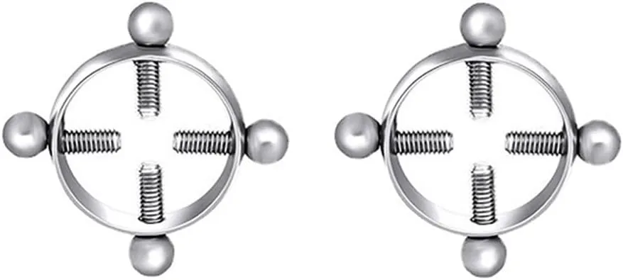 2Pcs Round Non-Piercing Nipple Rings Stainless Steel Fake Nipple Rings Shield Barbell Ring Nipple Jewelry Summer Beach Body Jewelry for Women
