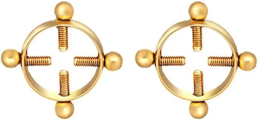 2Pcs Round Non-Piercing Nipple Rings Stainless Steel Fake Nipple Rings Shield Barbell Ring Nipple Jewelry Summer Beach Body Jewelry for Women