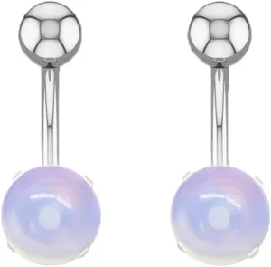 2Pcs Short Bar Belly Rings for Women, Navel Rings for Women Love Style 1 Round with Turquoise