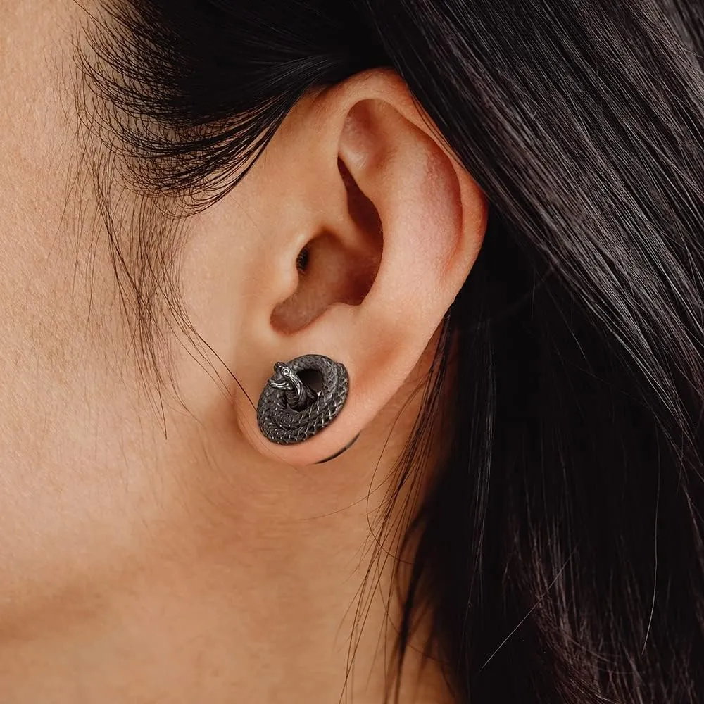 2PCS Snake Ear Plugs Gauges for Stretched Ears Hypoallergenic 316 Stainless Steel Ear Tunnels 8mm-25mm (0G-1") Body Piercing Jewelry for Women Men