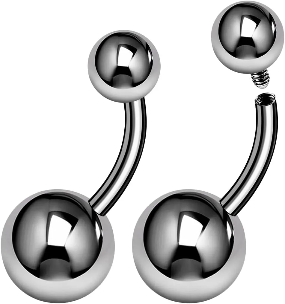 2PCS Titanium G23 Internally navel sexy belly rings for women 14g 1.6mm Ball Earrings Piercing Jewelry Pick Size
