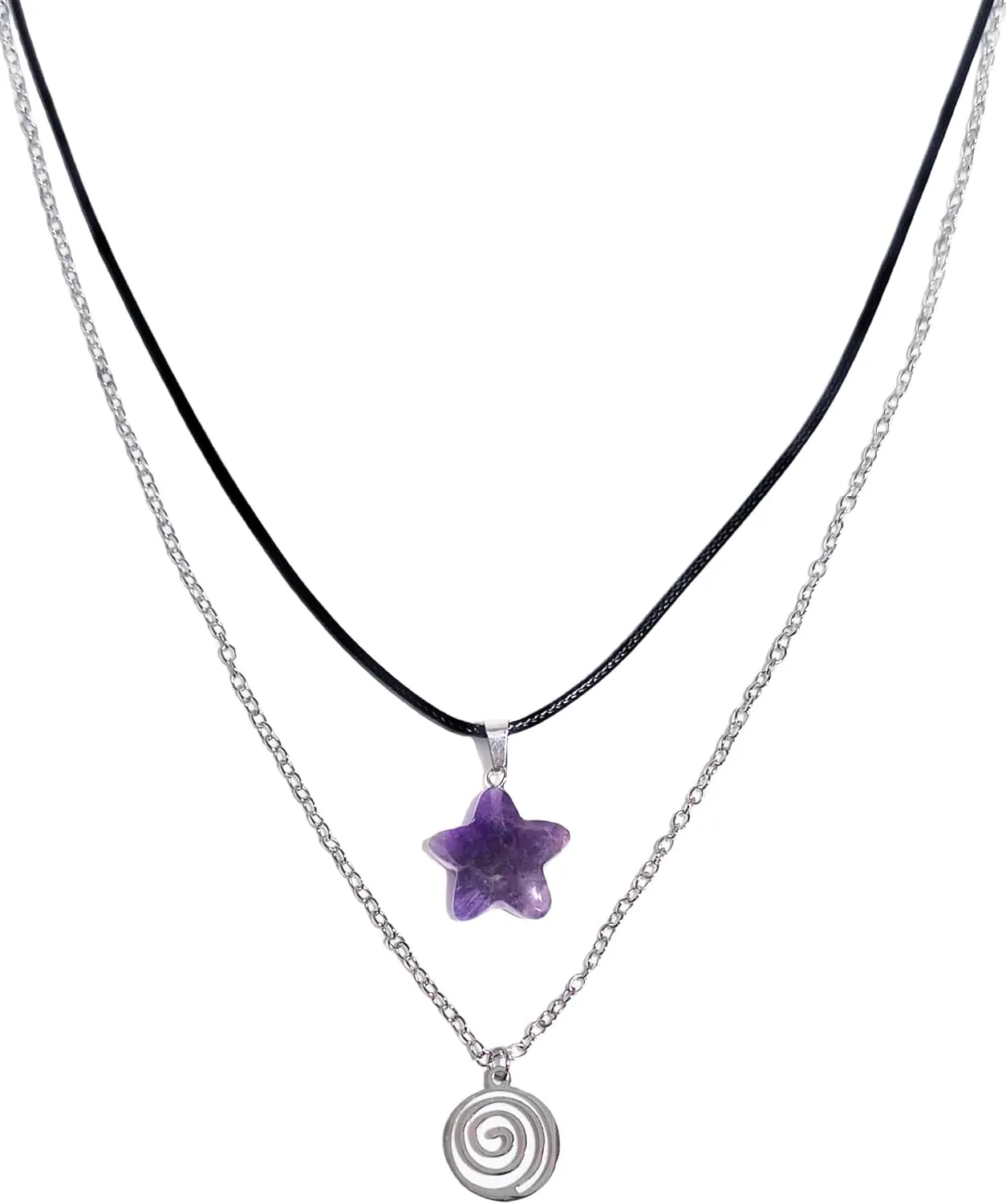 2Pcs Y2K Star Necklaces Set Gothic Star Necklace Y2K Accessories for Women Grunge Jewelry Necklace for Women Party Gift