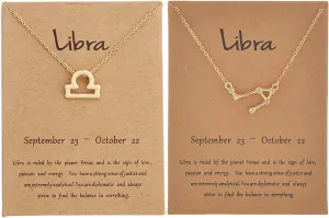 2Pcs Zodiac Necklace for Women 12 Constellation Necklace Zodiac Sign Horoscope Necklaces Zodiac Jewelry Gift
