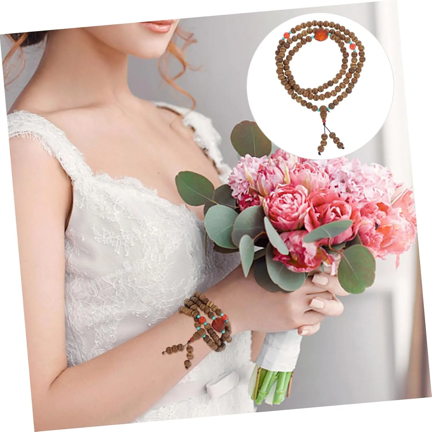 3 Pcs Bracelet Necklace Prayer Beads Wreath Ornaments Beads Necklaces Wood Beads Chain Jewelry Bracelt