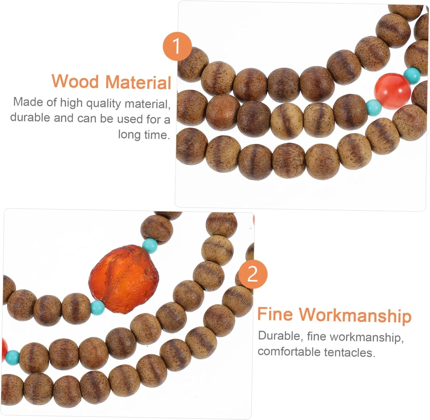 3 Pcs Bracelet Necklace Prayer Beads Wreath Ornaments Beads Necklaces Wood Beads Chain Jewelry Bracelt