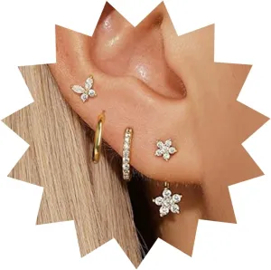 3/4 Pairs Small Gold Earrings for Women Hypoallergenic Cartilage Stack Earring Set Dainty Gold Plated Huggie Earrings with Pearl Dangle Gold Studs Earrings for Women