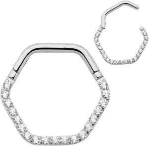 365 Sleepers Titanium Implant Grade 16G Gem Hexagonal Septum Jewelry Hinged Segment Ring Body Piercing Hoop Lip Rings Helix Cartilage Rook Sleeper Earrings 8mm  10mm