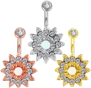 3Pcs Surgical Steel Barbells Belly Rings Dangle Navel Rings for Women