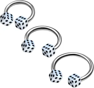 3Pcs Titanium G23 16g 5/16 8mm 3/8 10mm 1/2 12mm Horseshoe Earrings Piercing Jewelry Cartilage Septum 4mm Dice More Choices