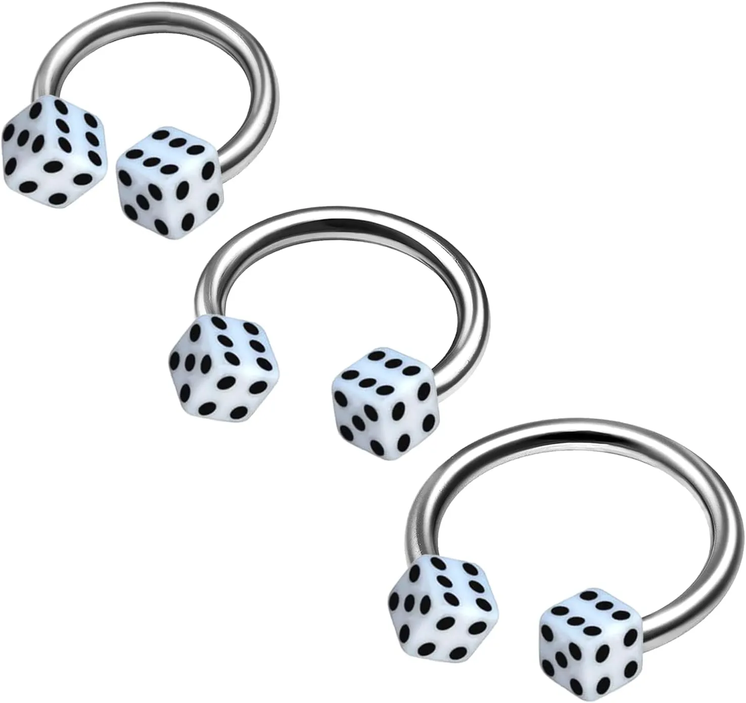 3Pcs Titanium G23 16g 5/16 8mm 3/8 10mm 1/2 12mm Horseshoe Earrings Piercing Jewelry Cartilage Septum 4mm Dice More Choices