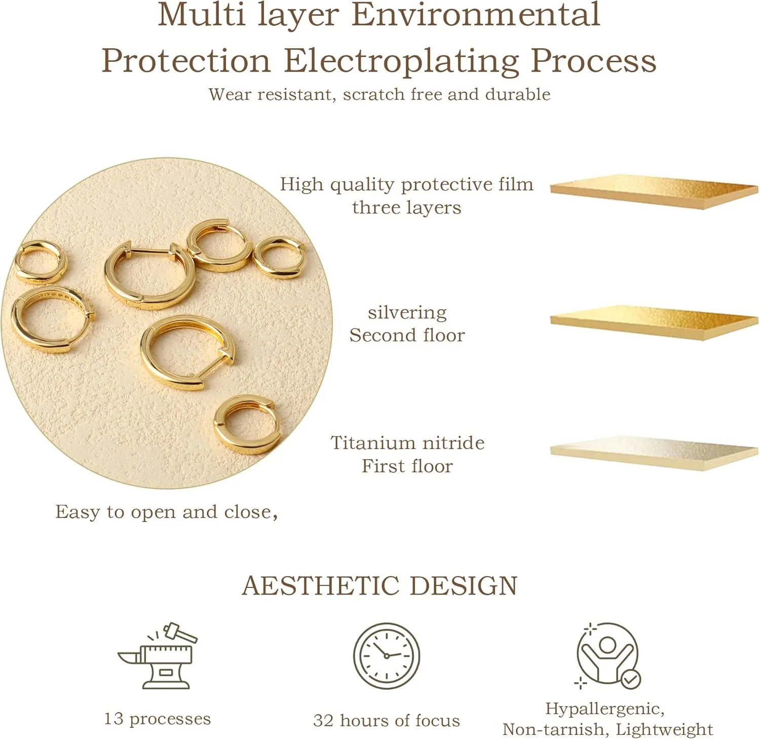 4 Pairs Gold Hoop Earrings for Women Trendy Small 14k Gold Plated Huggie Earring Set,Huggie Earrings Multiple Piercing Hypoallergenic Chunky Open Hoops Cartilage Earrings for Women