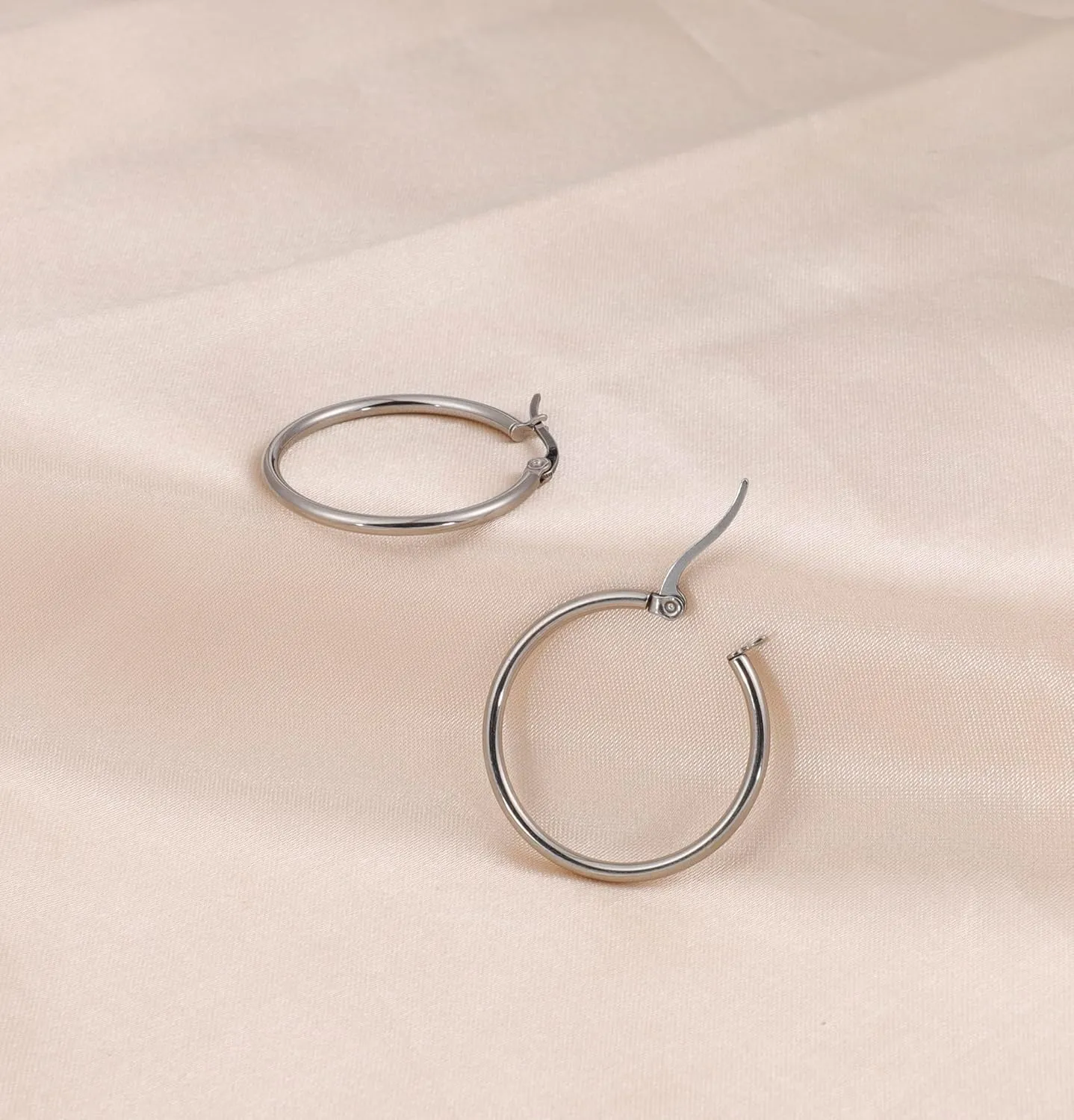 4 Pairs Titanium Hoop Earrings for Sensitive Ears Hypoallergenic Pure Titanium Earrings for Women Men G23 Lightweight Small Huggie Hoop Earrings Set 12MM 15MM 20MM 25MM