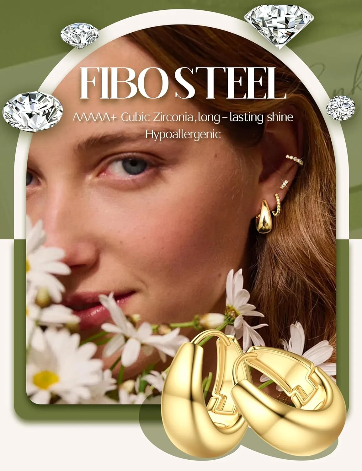 4Pairs Small Chunky Gold Hoop Earrings for Women - Gold Silver Hoop Earrings Stacks Non Tarnish 14K Gold Plated Flat Back Stud Huggie Hoop Earring Sets for Multiple Piercing Hypoallergenic