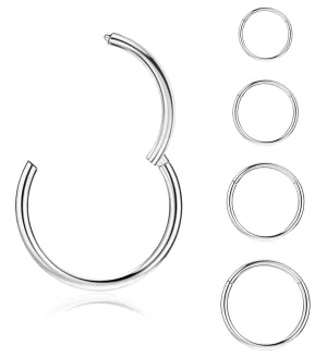 4Pcs Hinged Nose Rings Hoop 16G 18G 20G Nose Rings Hoops for Women 316L Surgical Steel Hinged Clicker Segment Nose Rings Stainless Steel Cartilage Tragus Earrings Piercing Jewelry Silver 18G