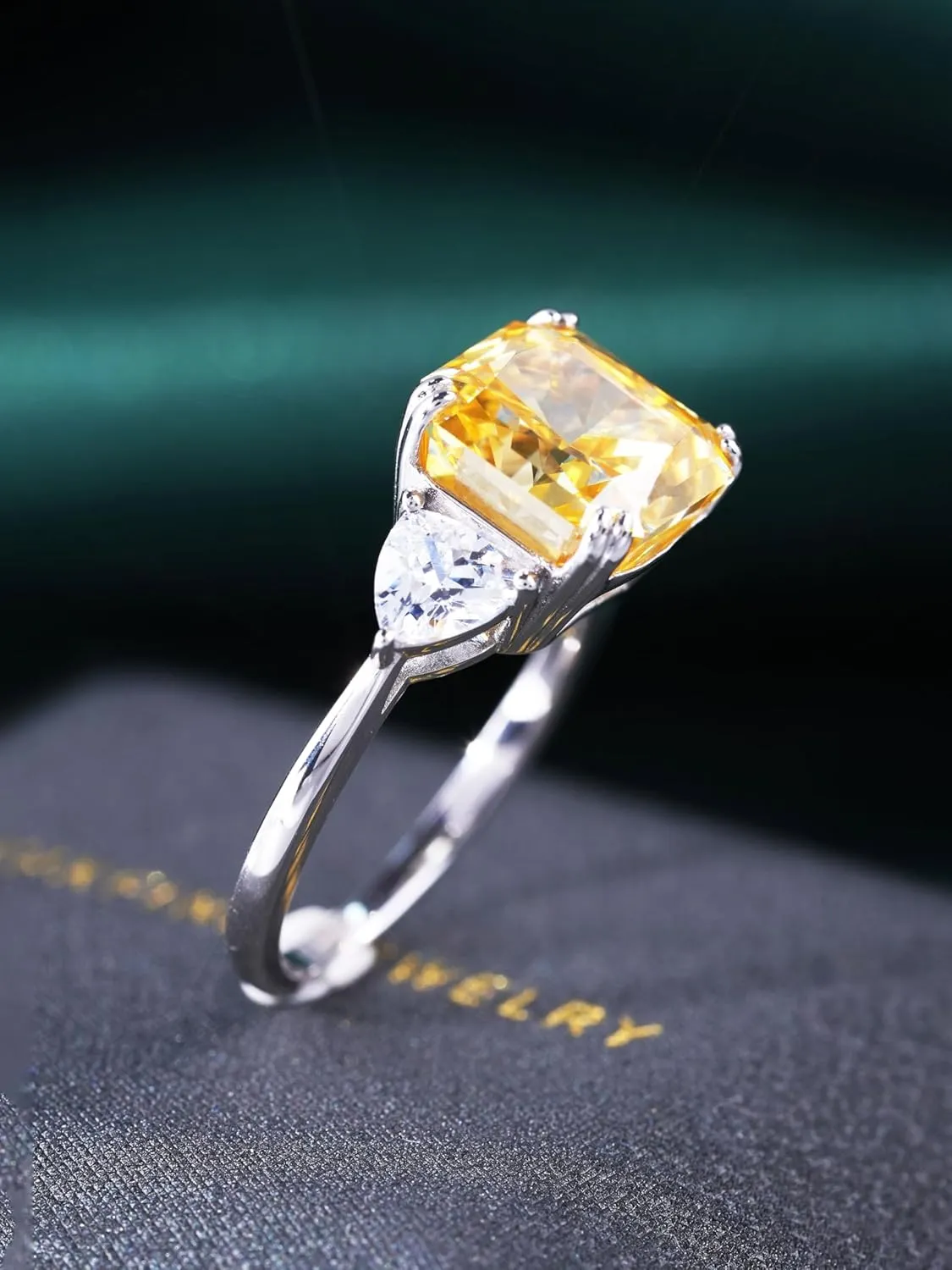 5 CT Diamond Rings for Women, Engagement Rings,Princess Cut Ring 925 Sterling Silver Simulated Diamond Jewelry(ClearYellowPink) with Gift Box