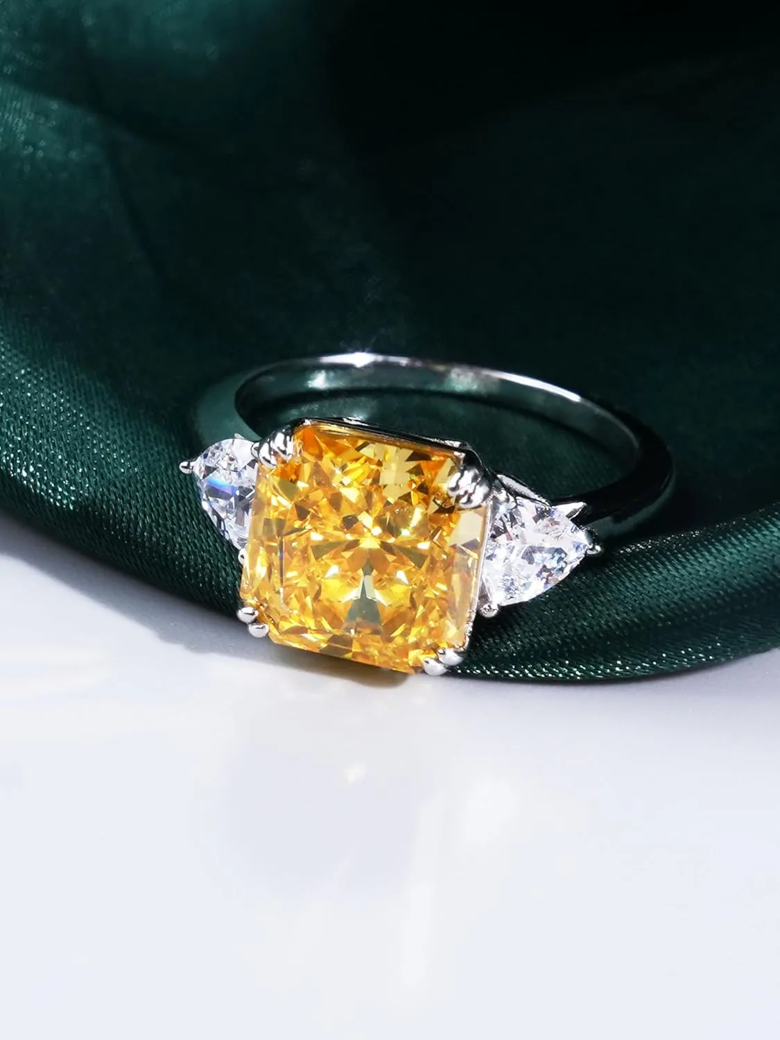 5 CT Diamond Rings for Women, Engagement Rings,Princess Cut Ring 925 Sterling Silver Simulated Diamond Jewelry(ClearYellowPink) with Gift Box