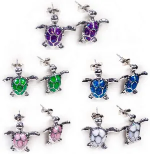 5 Pairs Cute Turtle Stud Earrings - Blue Opal Turtle Jewelry for Women, Hypoallergenic