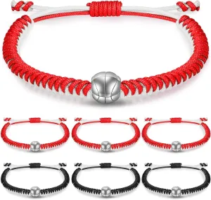 6 Pcs Adjustable Basketball Bracelets Gifts Laker Rocket Basketball Woven Charm Bracelet Braided Rope Bracelet Friendship Bracelets Basketball Goodies for Basketball Players