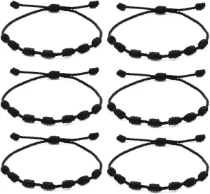 6 Pieces Handmade Knots Red Black Evil Eye Bracelets for Protection and Good Luck, Adjustable Kabbalah Friendship String Bracelets for Women Men