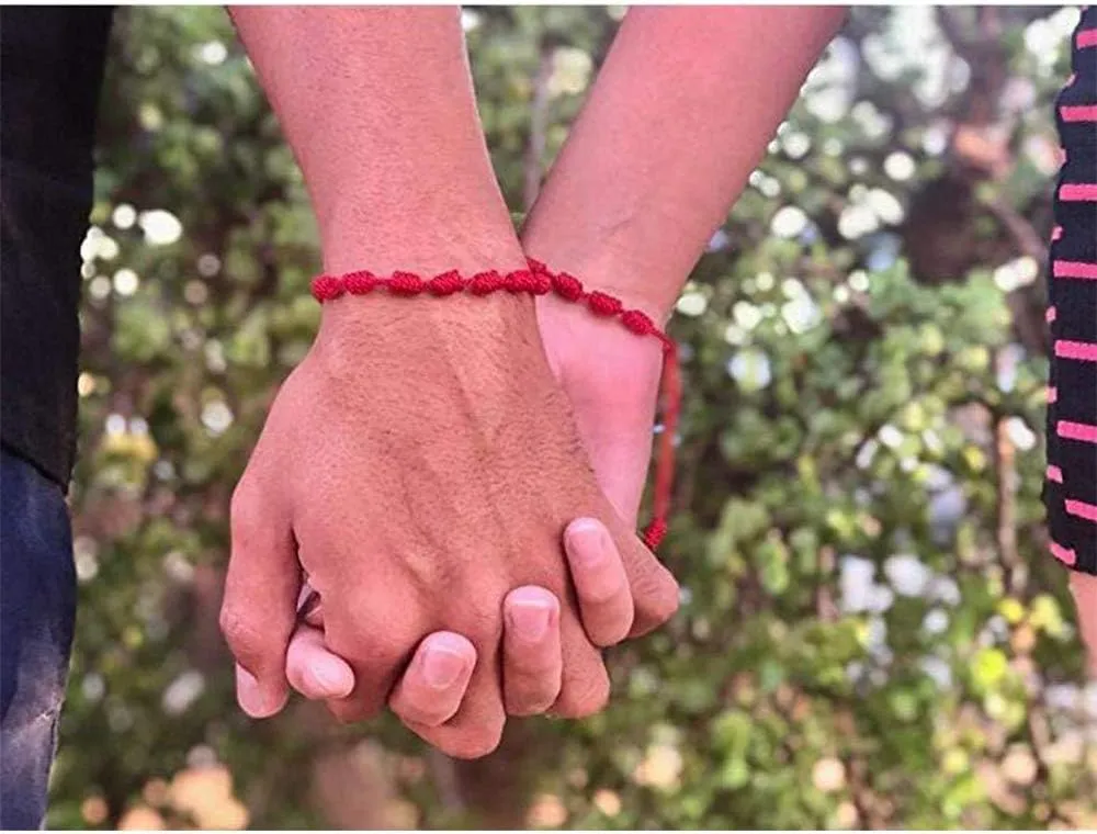 6 Pieces Handmade Knots Red Black Evil Eye Bracelets for Protection and Good Luck, Adjustable Kabbalah Friendship String Bracelets for Women Men