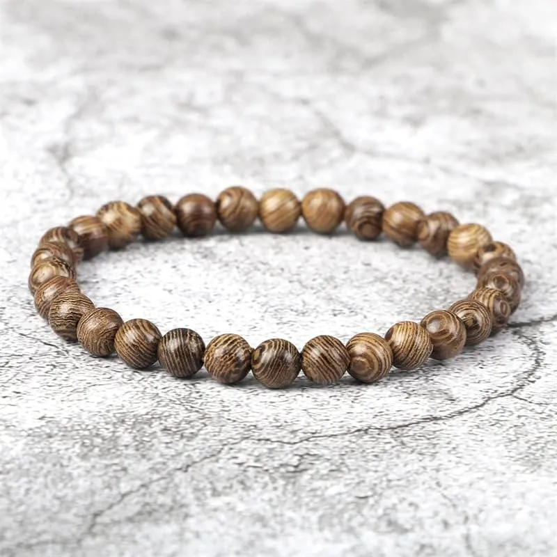 6/8/10/12mm Men Vintage Bracelet Original Wooden Beads Meditation Prayer Buddha Stretch Bracelets&Bangle Women Yoga Jewelry Gift 8U0FR (6mm)