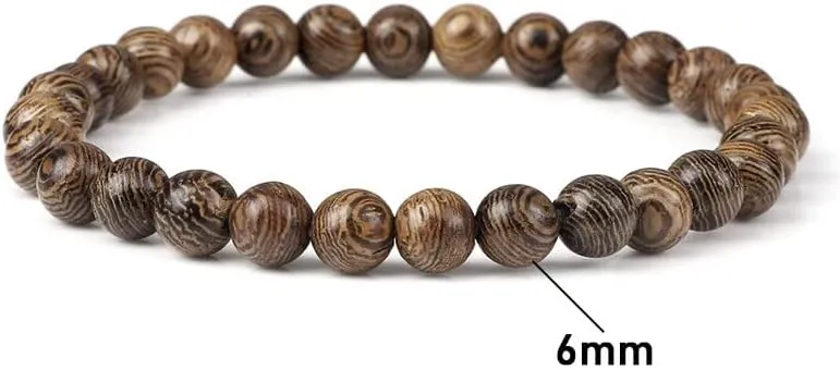 6/8/10/12mm Men Vintage Bracelet Original Wooden Beads Meditation Prayer Buddha Stretch Bracelets&Bangle Women Yoga Jewelry Gift 8U0FR (6mm)