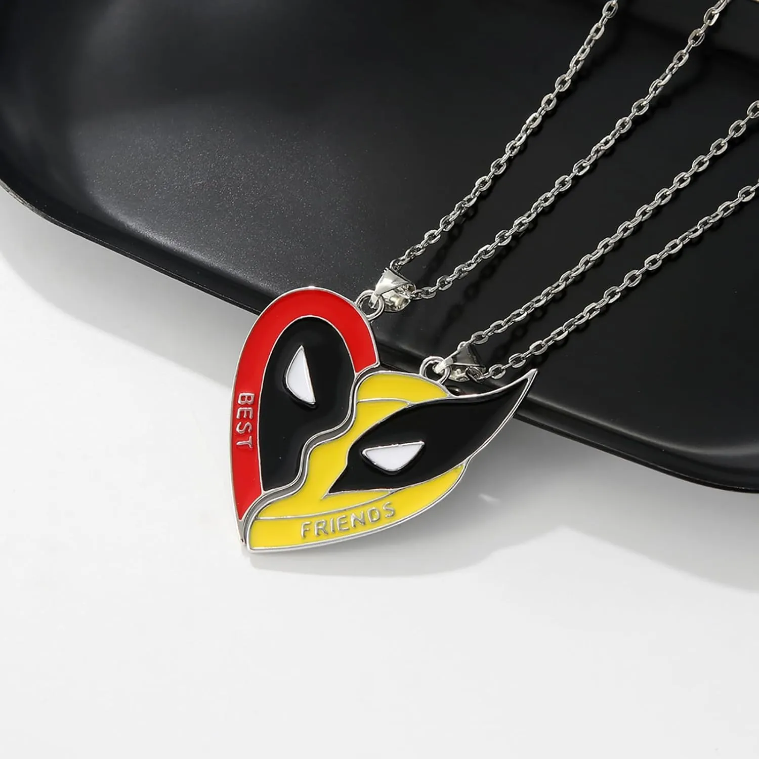 6Pcs Best Friend Necklace Bracelets Keychain Set for 2,BFF Friendship Matching Cosplay Superhero Jewelry Relationship Pendant Gifts for Women Men