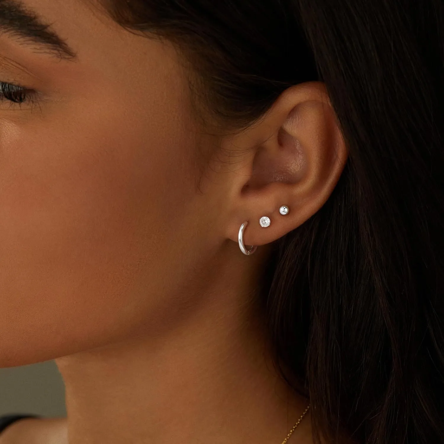 9 pairs Flat Back Earrings Sets for Women, Small 14k Gold/Sterling Silver Plated Surgical Steel Earrings Hypoallergenic Stud Hoop Earrings for Multiple Piercing Tiny Screw Back Cartilage Earrings Jewelry
